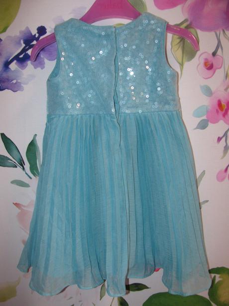 Tyrkysové dívčí šaty s plisovanou sukní v.6-12 měs, monsoon,80