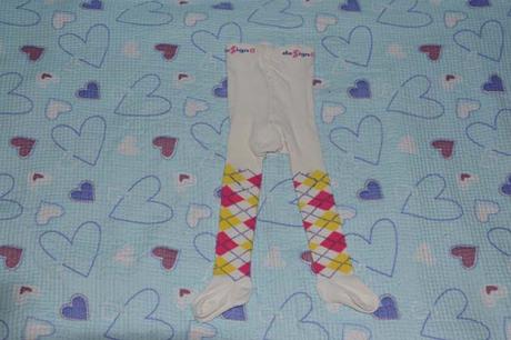 Bílé kárované punčošky, štíhlé dítě, 74