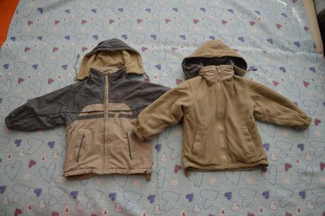 2x zimní přechodová oboustranná bunda bundička, 104