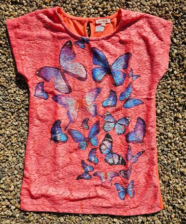 N67	dívčí triko motýli vel. 158, bluezoo,158