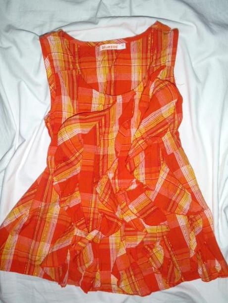 Luxusní zlatooranžový top s volánama, bluezoo,122