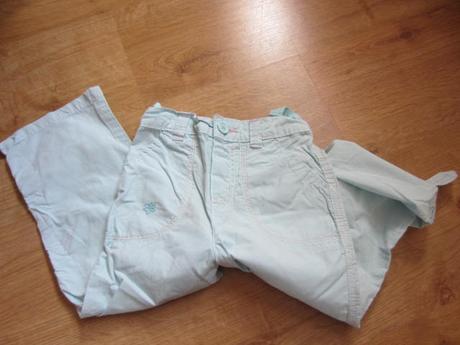 Tenké, letní roll-up kalhoty, tyrkysovobleděmodré, cherokee,98