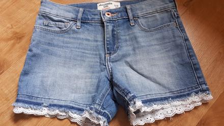 Peckovní džínové riflové kraťasy šortky s krajkou, abercrombie&fitch,152