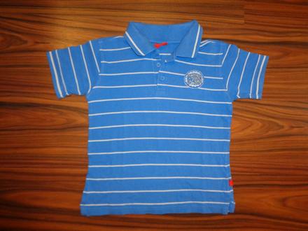 Luxusní modré pruhované tričko s límečkem 116/122, 116 / 122