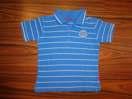 Luxusní modré pruhované tričko s límečkem 116/122, 116 / 122