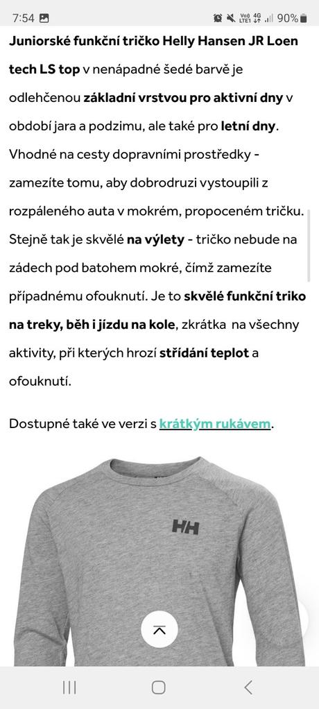 Funkční triko, helly hansen,176