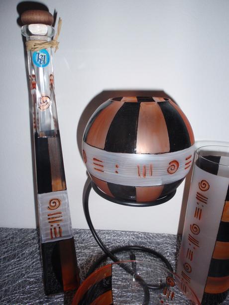 Sada miska-váza-svícen-karafa ornamenty 4 kusy.,