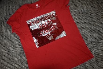 Červené triko f&f s měnícími flitry, 152/158, f&f,152
