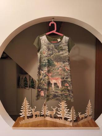 Khaki šaty se srnečkou, c&a,134