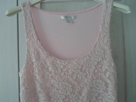 Růžové krajkové tričko tílko top amisu, amisu,s