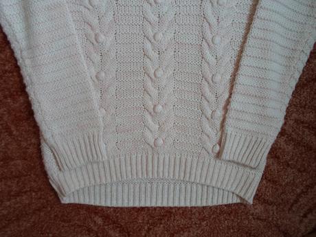 Růžový krémový pletený svetr svetřík, f&f,152