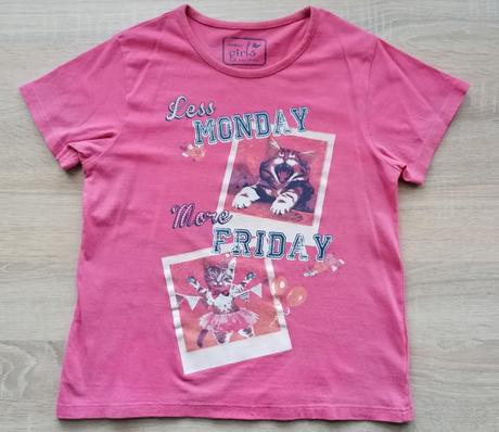 Bavlněné růžové tričko s kočkami vel 134 - 140, pepco,134