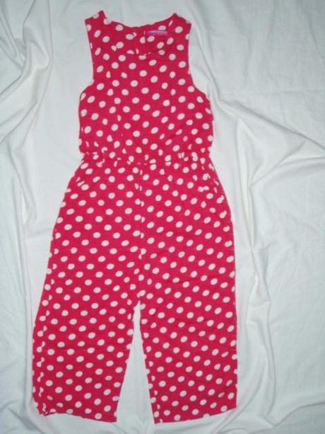 Letní červený puntikatý overal, young dimension,110