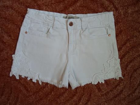 Bílé kraťasy kraťásky šortky s krajkou, denim co,158