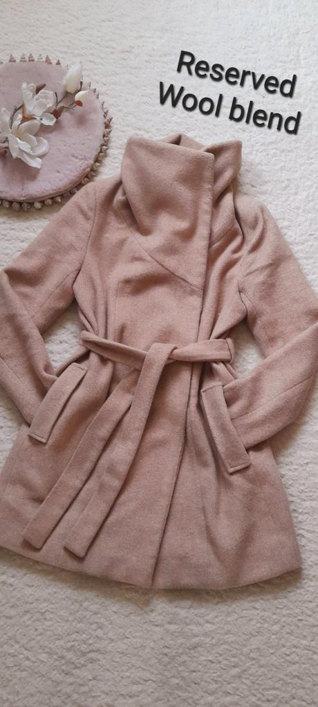 Reserved béžový zimní kabát wool blend, reserved,38