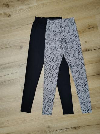 2pack dívčí bavlněné legíny h&m 164 černé a šedý l, h&m,164