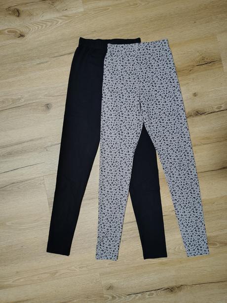 2pack dívčí bavlněné legíny h&m 164 černé a šedý l, h&m,164