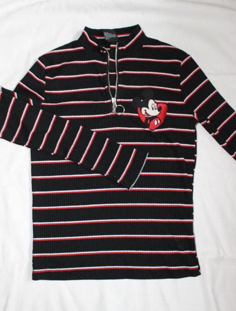 Po64. vroubkované,pruhované tričko s mickey 12-13l, primark,152