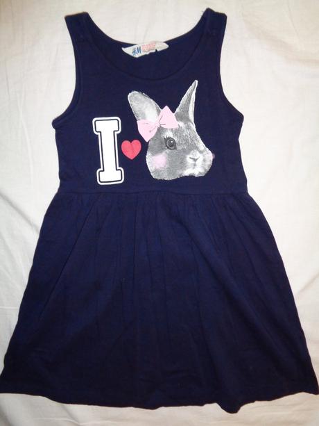 Luxusní modrofialové šaty s králíčkem 110/116, h&m,110 / 116