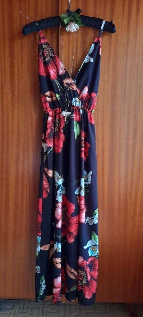 Letní dlouhé šaty s velkými květy, m