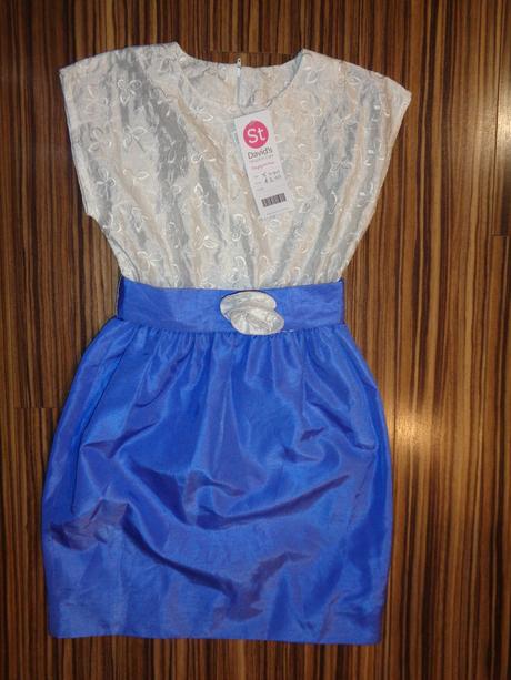 Luxusní bílofialové společenské šaty, 128