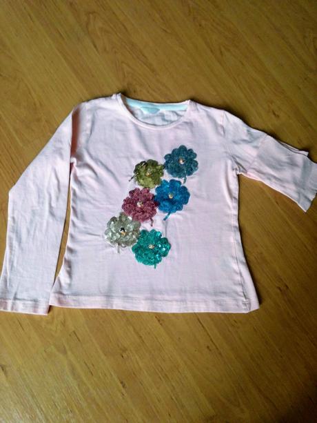 Tričko s dlouhým  rukávem 6-7 let s flitry, f&f,122