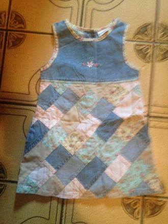 Dívčí luxusní riflové šaty patchwork vel. 86 - 98, next,86