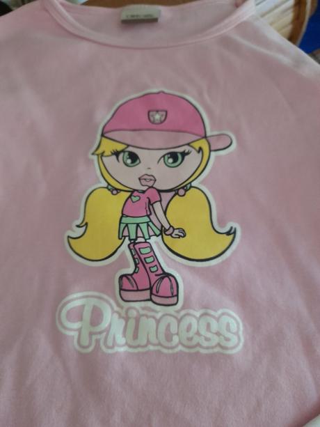 Pěkné bílorůžové tričko dlouhý rukáv s obrázkem, 116