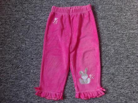 Tepláky sytě růžové se zajíčkem, vel. 86/92, 86