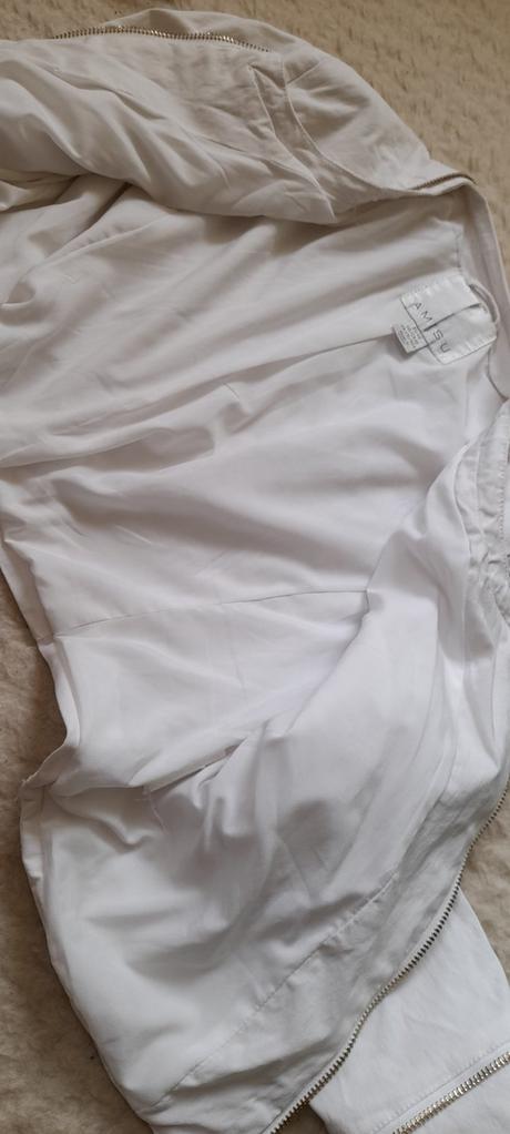 Amisu elegantní bílý kabátek se zlatými zipy, amisu,40