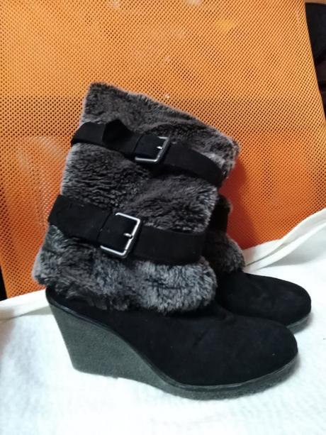 Kozačky s kožešinou černé, 37