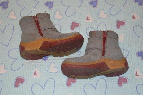 Šedé oteplené boty s kožíškem, suchý zip, 30