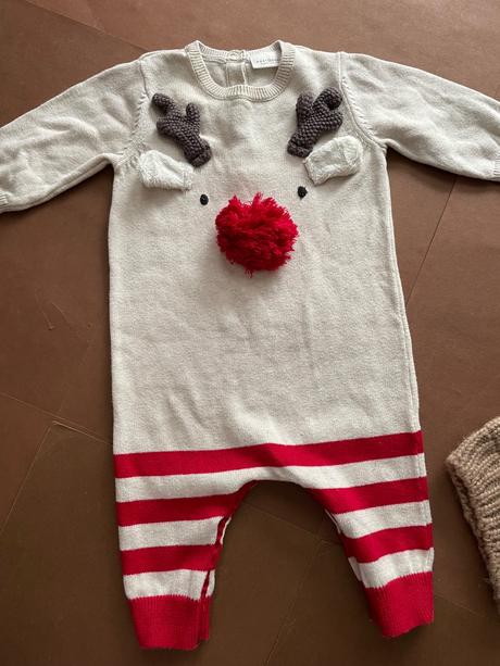 Overál úplet. vánoční s čepičkou - v. 3/6 měs next, 68
