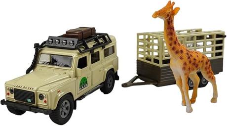 Kovové auto s přívěsem pro žirafu hipo safariset,