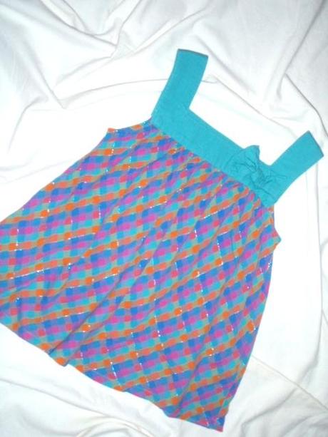 Lehounký vzdušný tyrkysový káro topík, h&m,122