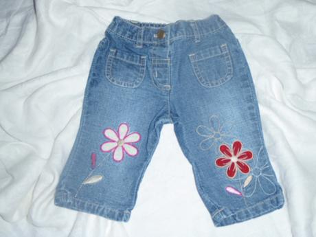 Super odlehčené riflíky s kytičkama, baby,62