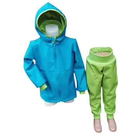 Dětská softshellová souprava  modro-zelená, 104