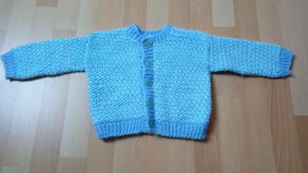 Ručně pletený svetr - modrý, vel. 1 rok, 80