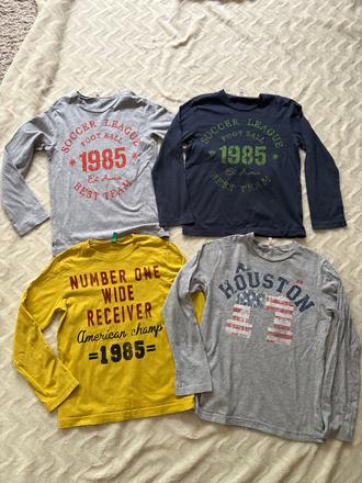 4x tricko dlouhý rukáv chlapecké,benetton 130(7-8), benetton,128