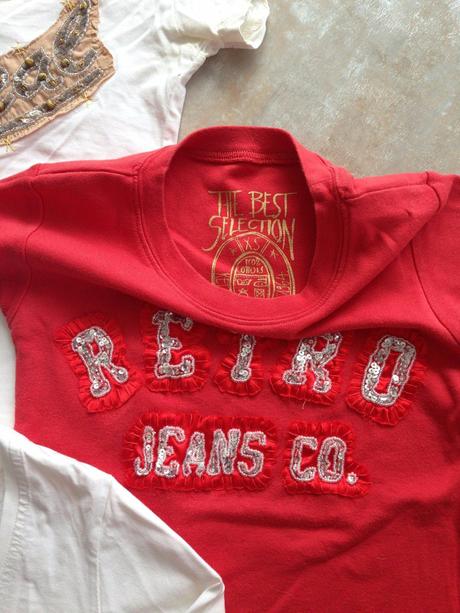 2 ks triček+1 triko zn.retro jeans vel.s korálky, s