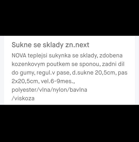 Sukne se sklady zn.next vel.6-9mes., next,68 / 74