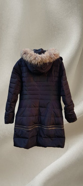 Howeer péřová bunda s páskem kapucí a kožešinou, xl