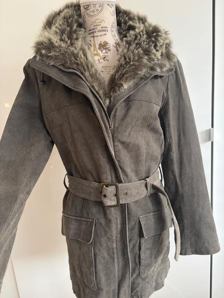 Tchibo kozeny kabat khaki + svetr a bluza, tchibo,34