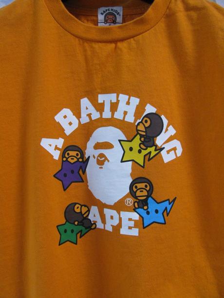 Bavlněné oranžové tričko s potiskem bape kids, 134