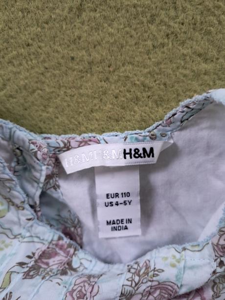 Dívčí letní bavlněné šaty, vel. 116/122, h&m,122