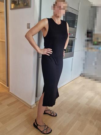 Šaty dlouhé černé s rozparkem hm basics, h&m,xl