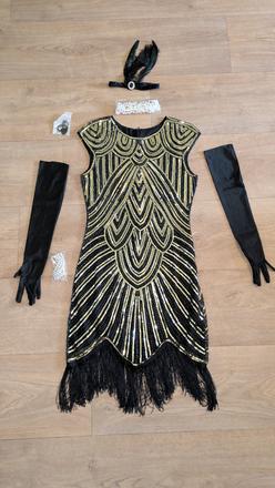 Ka145 flitrové třásňové šaty 20 - léta + doplňky,