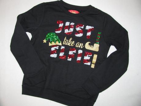 Krásná černá vánoční mikina s flitry/unisex, 134