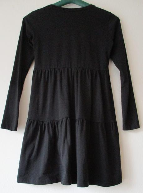 Dívčí bavlněné šaty černé dlouhý rukáv 158, gate,158