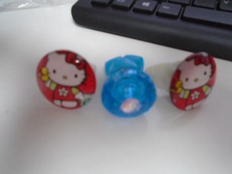 Prstýnek dětský diamant plast svítí 3ks kitty,